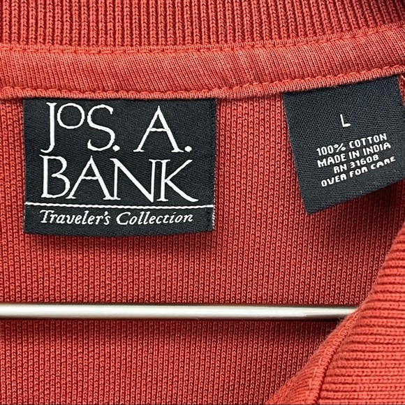 JOS A Bank men's rust red long sleeve polo large - Picture 2 of 3